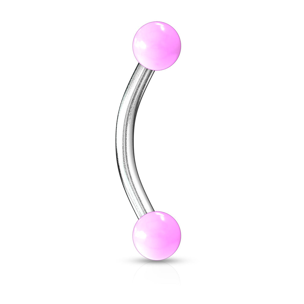 Solid Color Acrylic Balls Surgical Steel Curve Eyebrow